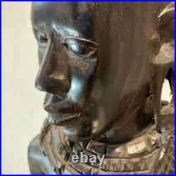 African Tribal Woman Wood Sculpture Hand Carved Statue Figurine