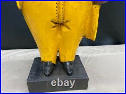 African Wood Carved Art Statue Man YELLOW SUIT 13 1/2 Tall