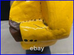 African Wood Carved Art Statue Man YELLOW SUIT 13 1/2 Tall