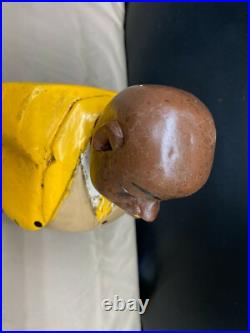 African Wood Carved Art Statue Man YELLOW SUIT 13 1/2 Tall