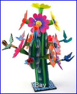 Alebrije Cactus Hummingbirds Oaxacan Wood Carving Mexican Folk Art Sculpture