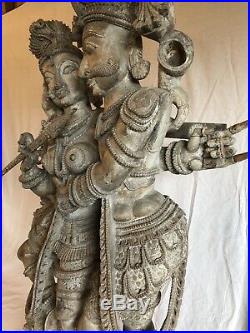 Amazing Antique Lifesize Tibet India Carved Wood Temple Sculpture God REDUCED
