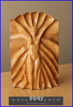 Amazing! Art Deco Handcarved Wood Sculpture! Vtg Beautiful 30's 40's Woman MCM Amazing! Art Deco Handcarved Wood Sculpture! Vtg Beautiful 30's 40's Woman MCM