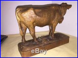 Amazing Carving Black Forest Wood Carved Cow Sculpture