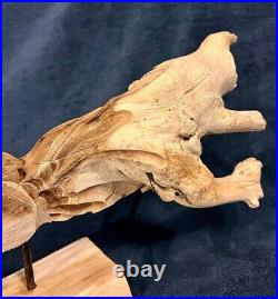 Amazing One Of A Kind Hand Carved Driftwood Fish Tabletop Display 21.5D