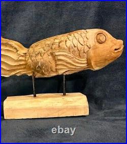 Amazing One Of A Kind Hand Carved Driftwood Fish Tabletop Display 21.5D