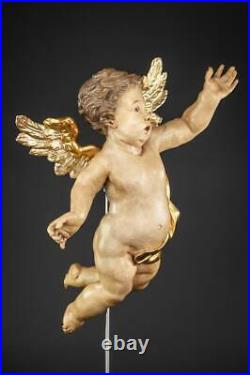 Angel Sculpture Baroque Wood Carving Statue Antique Wooden Archangel 20