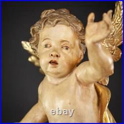 Angel Sculpture Baroque Wood Carving Statue Antique Wooden Archangel 20
