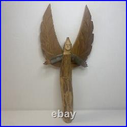 Angel Wooden Carving Decorative Figurine Signed By Artist Hector Rascon