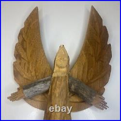 Angel Wooden Carving Decorative Figurine Signed By Artist Hector Rascon