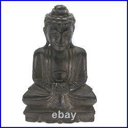 Antique 12 Tibetan China wood Hand Carved Samadhi meditating Buddha statue