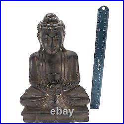 Antique 12 Tibetan China wood Hand Carved Samadhi meditating Buddha statue