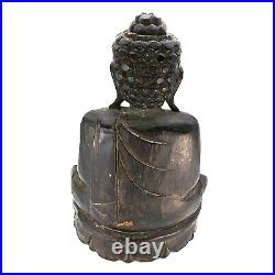 Antique 12 Tibetan China wood Hand Carved Samadhi meditating Buddha statue