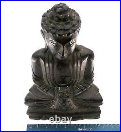 Antique 12 Tibetan China wood Hand Carved Samadhi meditating Buddha statue