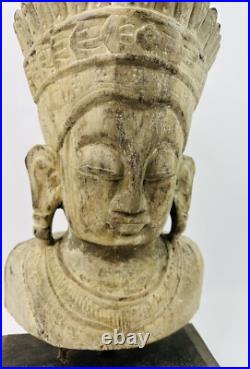 Antique 16 Wooden Hand-Carved Buddhist Meditation Statue Bust Antique 16 Wooden Hand-Carved Buddhist Meditation Statue Bust
