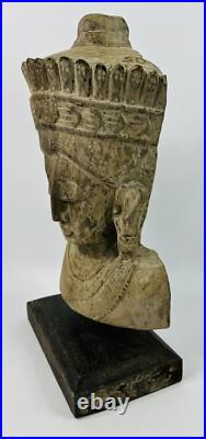 Antique 16 Wooden Hand-Carved Buddhist Meditation Statue Bust Antique 16 Wooden Hand-Carved Buddhist Meditation Statue Bust