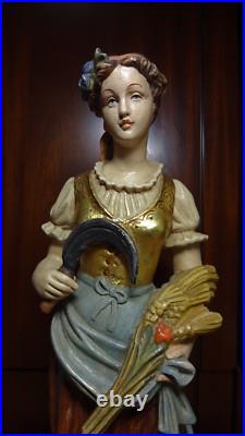 Antique 17 Hand Carved Wood Saint Notburga Female Farmer Farmwife Statue Figure