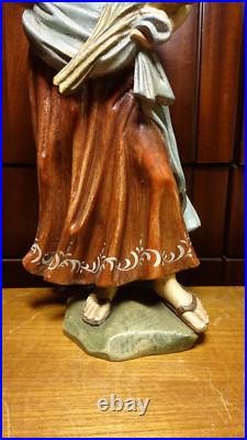 Antique 17 Hand Carved Wood Saint Notburga Female Farmer Farmwife Statue Figure