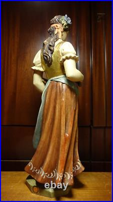 Antique 17 Hand Carved Wood Saint Notburga Female Farmer Farmwife Statue Figure