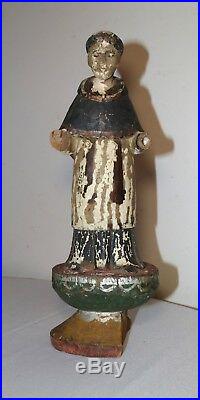 Antique 1700's carved wood religious Santos saint Francis sculpture statue Italy