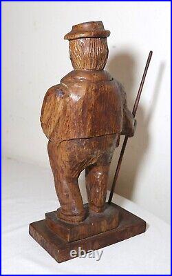 Antique 1751 Folk Art hand carved wood figural Jaeger man sculpture statue