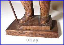 Antique 1751 Folk Art hand carved wood figural Jaeger man sculpture statue