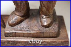 Antique 1751 Folk Art hand carved wood figural Jaeger man sculpture statue