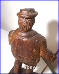 Antique 1751 Folk Art hand carved wood figural Jaeger man sculpture statue