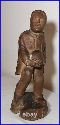 Antique 1800's Folk Art hand carved wood figural man sculpture statue figure