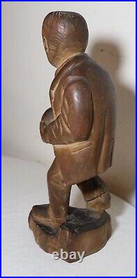 Antique 1800's Folk Art hand carved wood figural man sculpture statue figure