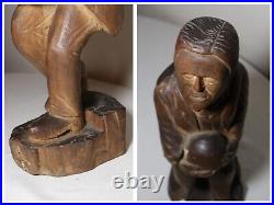 Antique 1800's Folk Art hand carved wood figural man sculpture statue figure