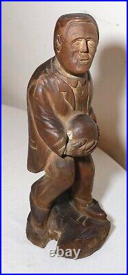 Antique 1800's Folk Art hand carved wood figural man sculpture statue figure