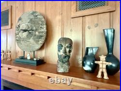 Antique 1800's Hand Carved Wooden Saint Bust Sculpture Statue Hat Mold Figure