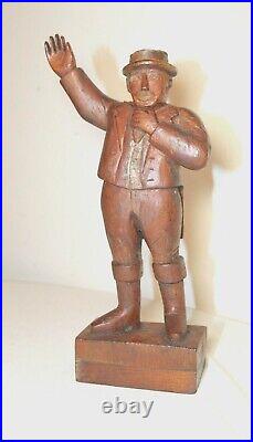 Antique 1871 Folk Art hand carved wood figural man sculpture statue figure 19thc