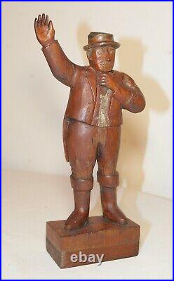 Antique 1871 Folk Art hand carved wood figural man sculpture statue figure 19thc