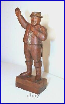 Antique 1871 Folk Art hand carved wood figural man sculpture statue figure 19thc