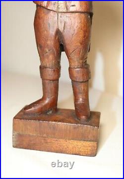 Antique 1871 Folk Art hand carved wood figural man sculpture statue figure 19thc