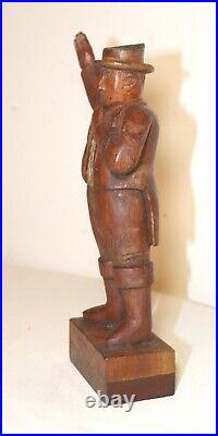 Antique 1871 Folk Art hand carved wood figural man sculpture statue figure 19thc