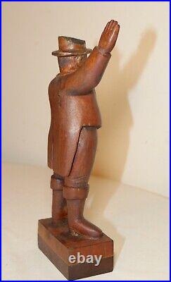 Antique 1871 Folk Art hand carved wood figural man sculpture statue figure 19thc