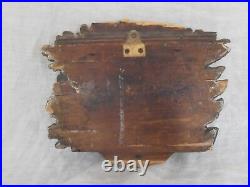 Antique 18th century wood carving English coat of arms family crest Orig paint
