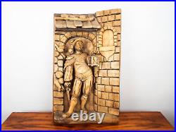 Antique 1920s Black Forest Wood Carving 3 D Art Sculpture German Art Soldier