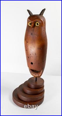 Antique 1981 Carved Folk Art Owl Decoy After Smithsonian Museum, Signed