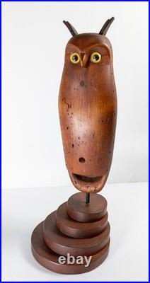 Antique 1981 Carved Folk Art Owl Decoy After Smithsonian Museum, Signed