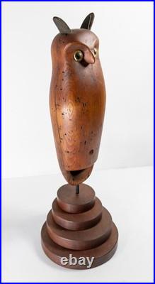 Antique 1981 Carved Folk Art Owl Decoy After Smithsonian Museum, Signed