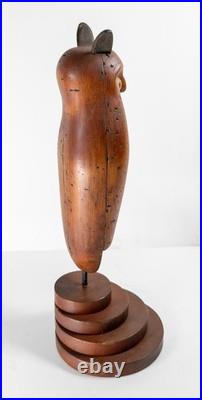 Antique 1981 Carved Folk Art Owl Decoy After Smithsonian Museum, Signed