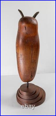 Antique 1981 Carved Folk Art Owl Decoy After Smithsonian Museum, Signed