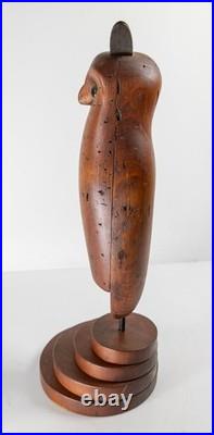Antique 1981 Carved Folk Art Owl Decoy After Smithsonian Museum, Signed