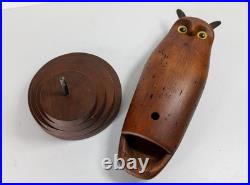 Antique 1981 Carved Folk Art Owl Decoy After Smithsonian Museum, Signed
