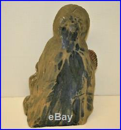 Antique 19th Century Carved Wood Pieta Sculpture Mery Holding Christ Statue 10in