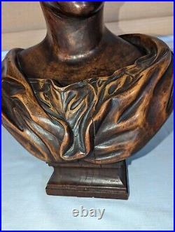 Antique 19th Century European Hand Carved Bust of Woman 18T RARE